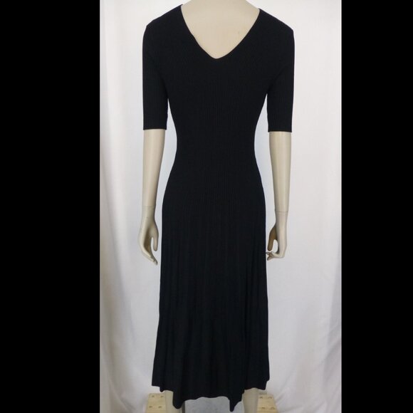Tahari Black Ribbed Quarter Sleeve Maxi Dress - Picture 4 of 12